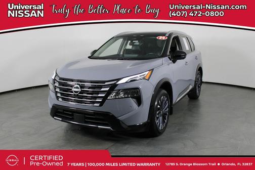 Boulder Gray Pearl/Super Black 2024 Nissan Rogue Platinum