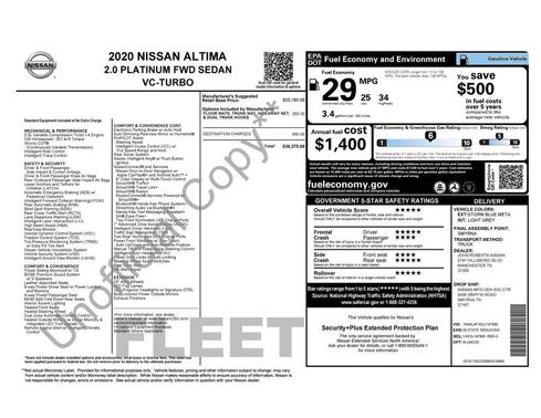 Storm Blue Metallic 2020 Nissan Altima Platinum VC-Turbo FWD