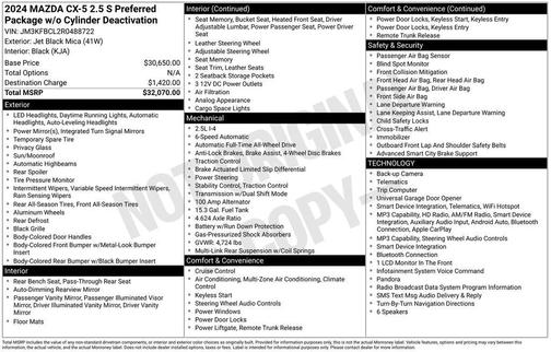 Jet Black Mica 2024 Mazda CX-5 2.5 S Preferred Package