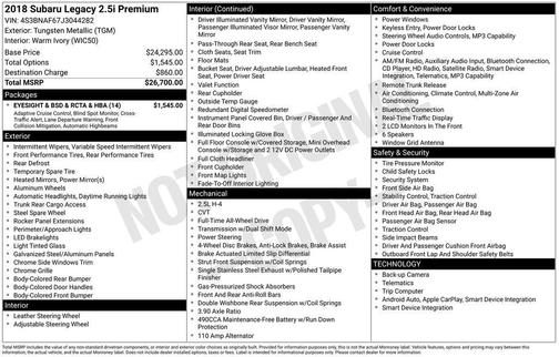 2018 Subaru Legacy Premium