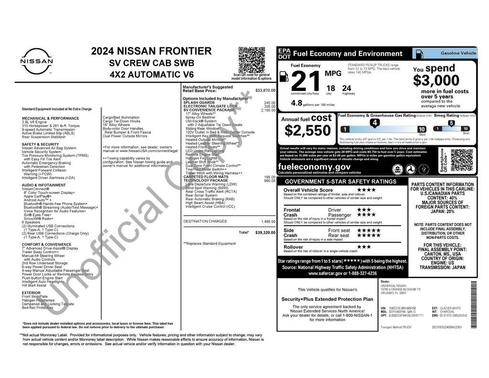 Glacier White 2024 Nissan Frontier SV
