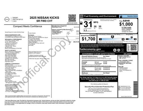 Super Black 2025 Nissan Kicks SR