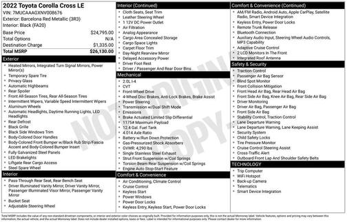 Barcelona Red Metallic 2022 Toyota Corolla Cross LE