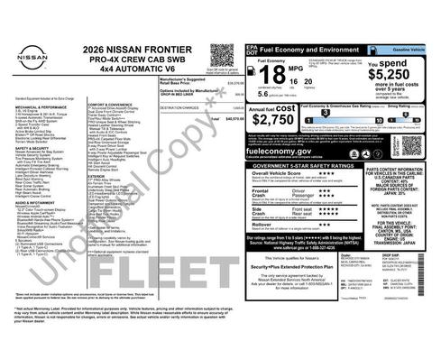 Glacier White 2026 Nissan Frontier PRO-4X