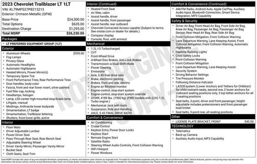 Crimson Metallic 2023 Chevrolet Trailblazer LT
