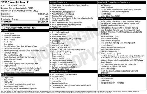 Sterling Gray Metallic 2025 Chevrolet Trax LT