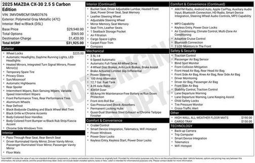 2025 Mazda CX-30 2.5 S Carbon Edition