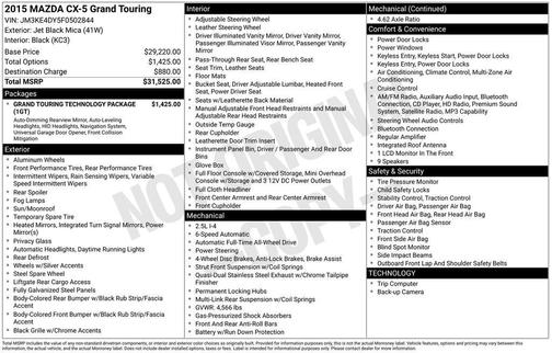 Jet Black Mica 2015 Mazda CX-5 Grand Touring