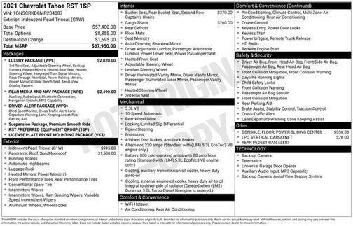 2021 Chevrolet Tahoe 2WD RST