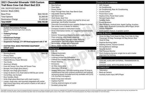 2021 Chevrolet Silverado 1500 Custom Trail Boss