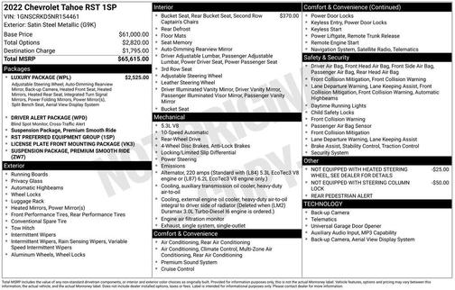 Satin Steel Metallic 2022 Chevrolet Tahoe 2WD RST