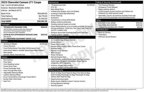 Sharkskin Metallic 2023 Chevrolet Camaro RWD Coupe LT1