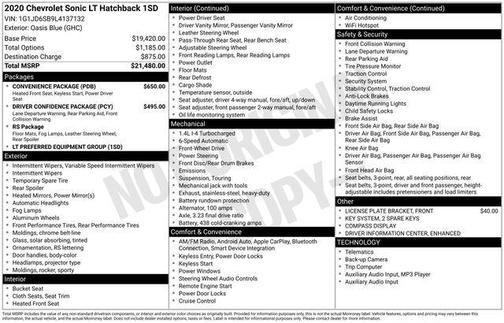 2020 Chevrolet Sonic FWD Hatchback LT 5-Door