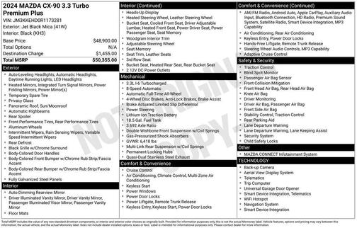Jet Black Mica 2024 Mazda CX-90 3.3 Turbo Premium Plus