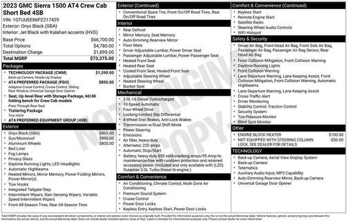 Onyx Black 2023 GMC Sierra 1500 AT4