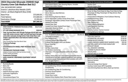 Lakeshore Blue Metallic 2024 Chevrolet Silverado 2500 High Country