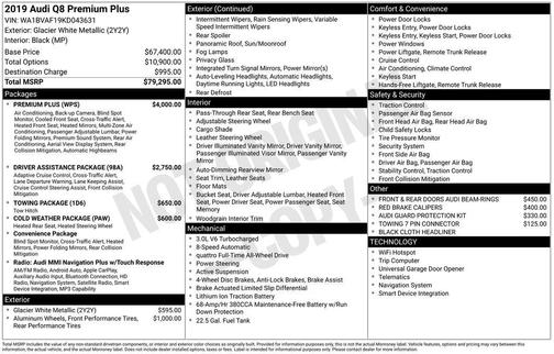2019 Audi Q8 3.0T Premium Plus