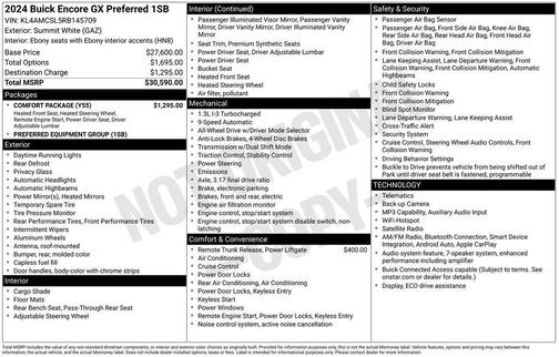 Summit White 2024 Buick Encore GX Preferred