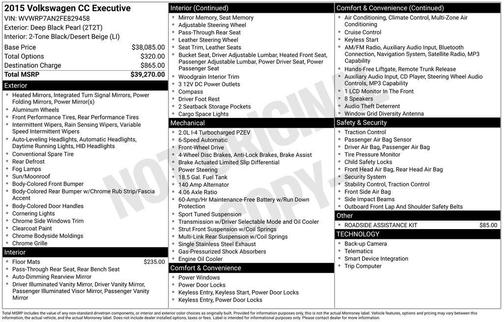 2015 Volkswagen CC 2.0T Executive