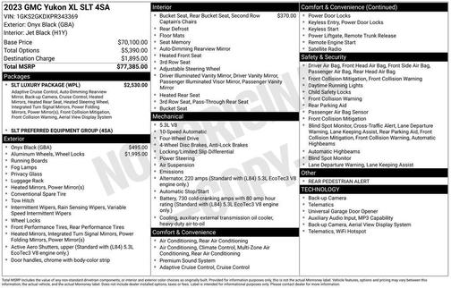 Onyx Black 2023 GMC Yukon XL SLT