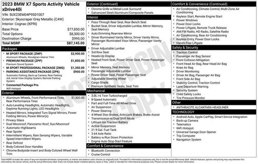 Skyscraper Grey Metallic 2023 BMW X7 xDrive40i