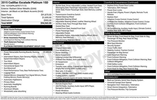 2015 Cadillac Escalade Platinum