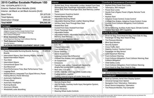 2015 Cadillac Escalade Platinum