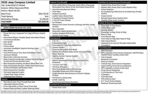 White Clearcoat 2020 Jeep Compass Limited