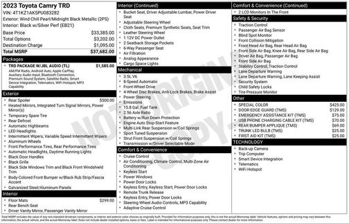 Wind Chill Pearl/Midnight Black Metallic 2023 Toyota Camry TRD