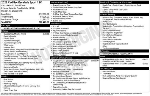 2022 Cadillac Escalade Sport