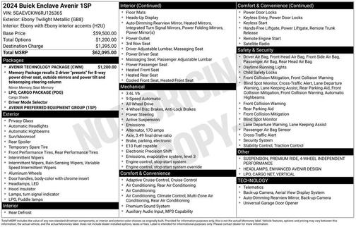 Ebony Twilight Metallic 2024 Buick Enclave Avenir AWD