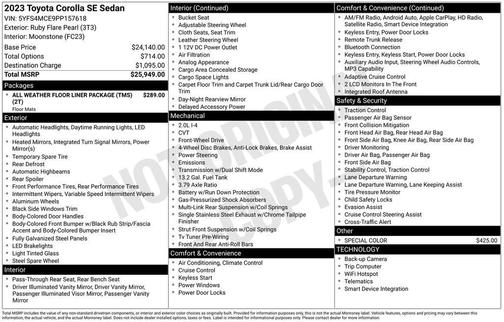 Ruby Flare Pearl 2023 Toyota Corolla SE