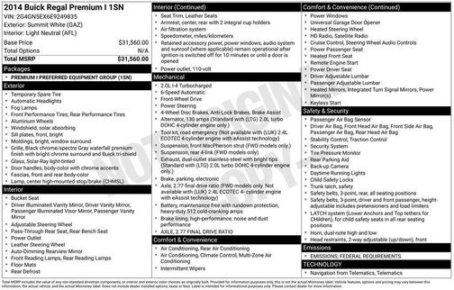 2014 Buick Regal Turbo/e-Assist Premium I