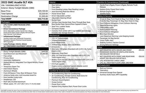 Ebony Twilight Metallic 2022 GMC Acadia FWD SLT