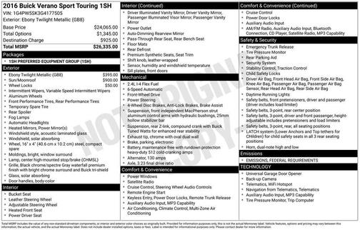 2016 Buick Verano Sport Touring Group