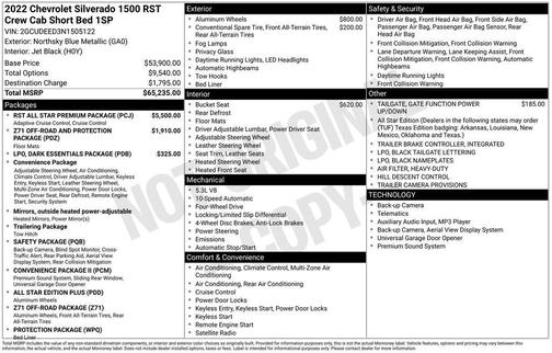 Northsky Blue Metallic 2022 Chevrolet Silverado 1500 RST