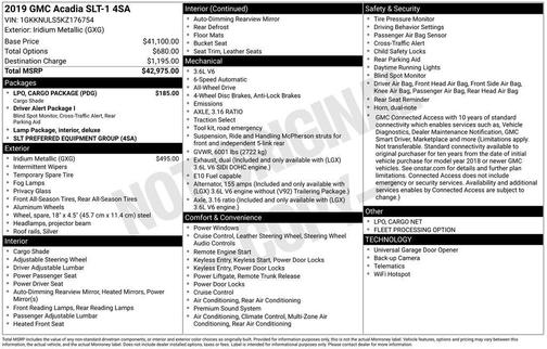 Iridium Metallic 2019 GMC Acadia SLT-1