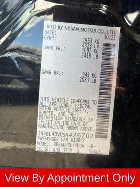 Super Black 2025 Nissan Altima 2.5 SV