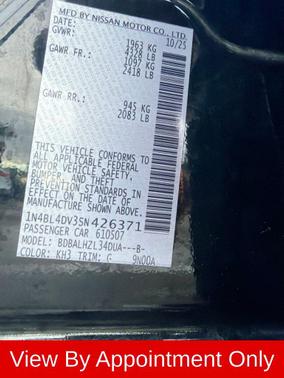 Super Black 2025 Nissan Altima 2.5 SV