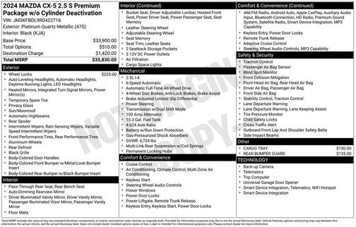 Platinum Quartz Metallic 2024 Mazda CX-5 2.5 S Premium