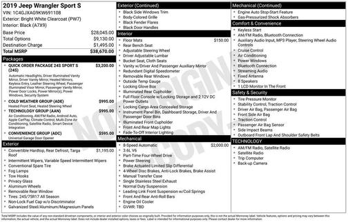 2019 Jeep Wrangler Sport