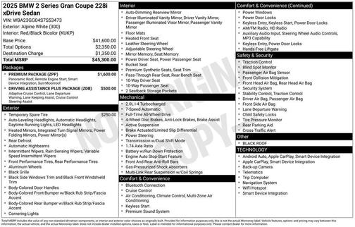 Alpine White 2025 BMW 228 Gran Coupe xDrive