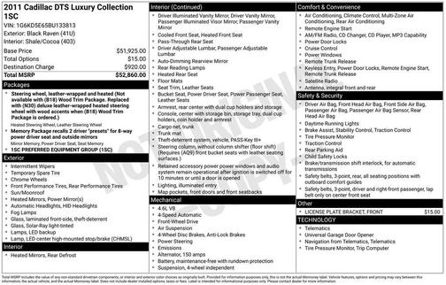 Black 2011 Cadillac DTS Luxury