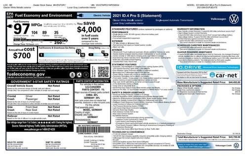 Glacier White 2021 Volkswagen ID.4 Pro S