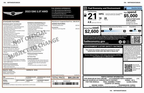 2023 Genesis G90 3.5T AWD
