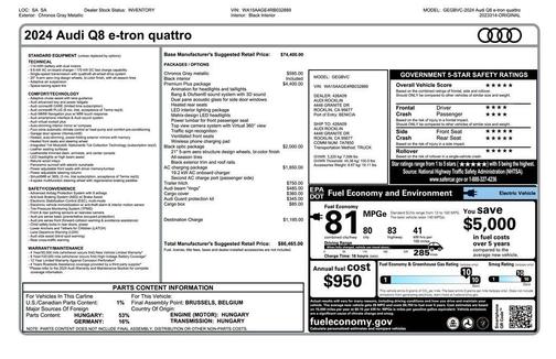 Chronos Gray Metallic 2024 Audi Q8 e-tron Premium Plus