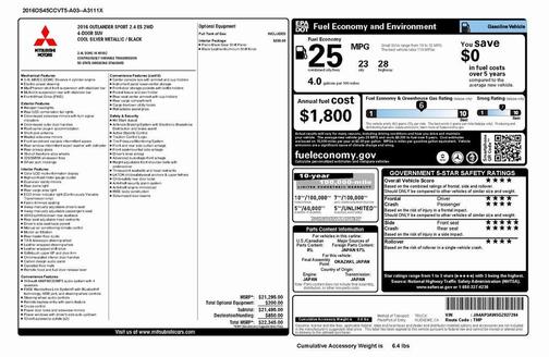 2016 Mitsubishi Outlander Sport 2.4 ES