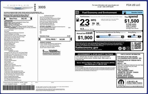2023 Chrysler 300 S