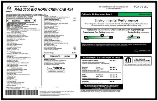 Crystal Metallic 2025 RAM 2500 Big Horn Crew Cab 4x4 6'4' Box