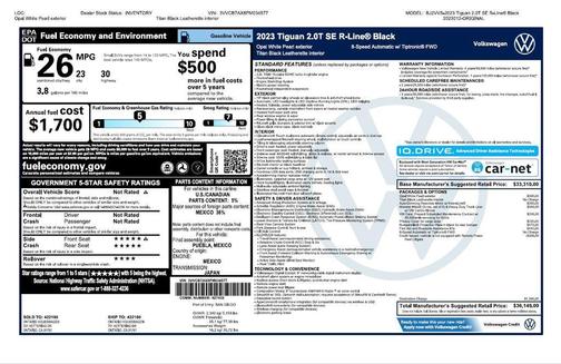 Opal White 2023 Volkswagen Tiguan 2.0T SE R-Line Black